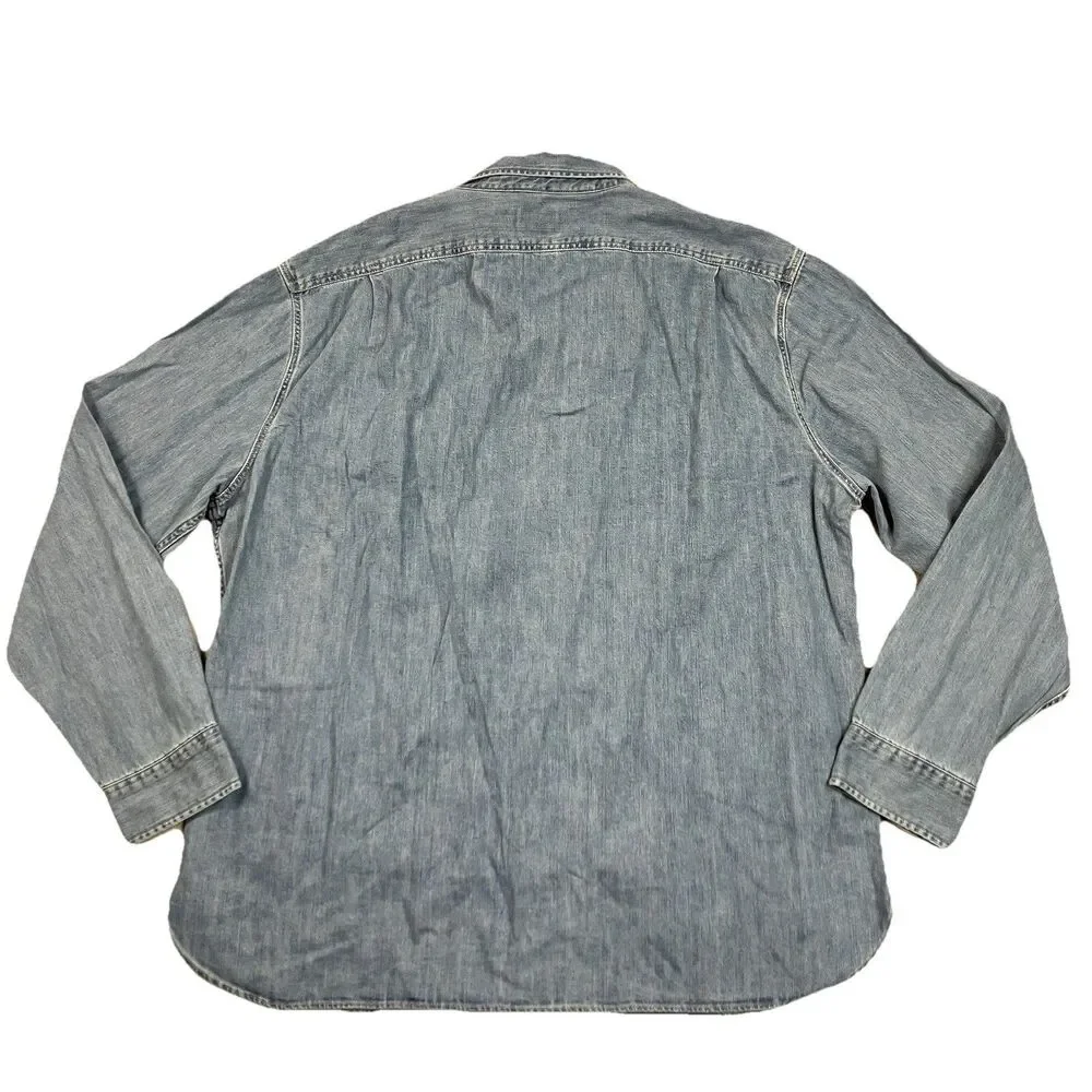 J.Crew Midweight Denim Workshirt Mens XXL Blue Cotton Dual Pocket Button Front